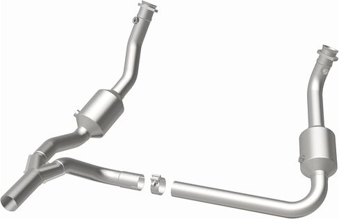 محول حفاز MagnaFlow Direct-Fit متوافق مع OEM من الدرجة الفيدرالية/EPA 21-458 - أنابيب رئيسية من الفولاذ المقاوم للصدأ 2.25 بوصة، الطول الإجمالي 45.25 بوصة، محول مسبق ومستشعر O2 في المنتصف - استبدال OEM in Saudi Arabia