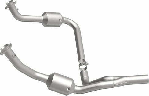 محول حفاز MagnaFlow Direct-Fit متوافق مع OEM من الدرجة الفيدرالية/EPA 21-458 - أنابيب رئيسية من الفولاذ المقاوم للصدأ 2.25 بوصة، الطول الإجمالي 45.25 بوصة، محول مسبق ومستشعر O2 في المنتصف - استبدال OEM in Saudi Arabia