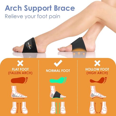أكمام دعم قوس القدم من Skyfoot للنساء والرجال، مع زوجين من وسادات القوس ذات الارتفاع المختلف، وإدراج دعم القوس للقدم المسطحة، والقوس العالي، وتخفيف التهاب اللفافة الأخمصية (أسود) in Kuwait