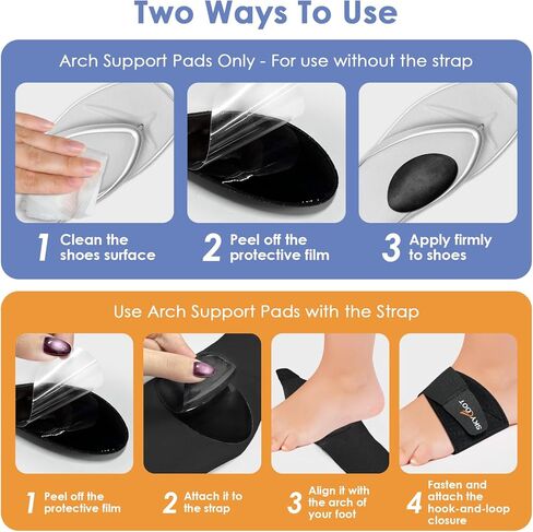 أكمام دعم قوس القدم من Skyfoot للنساء والرجال، مع زوجين من وسادات القوس ذات الارتفاع المختلف، وإدراج دعم القوس للقدم المسطحة، والقوس العالي، وتخفيف التهاب اللفافة الأخمصية (أسود) in Kuwait