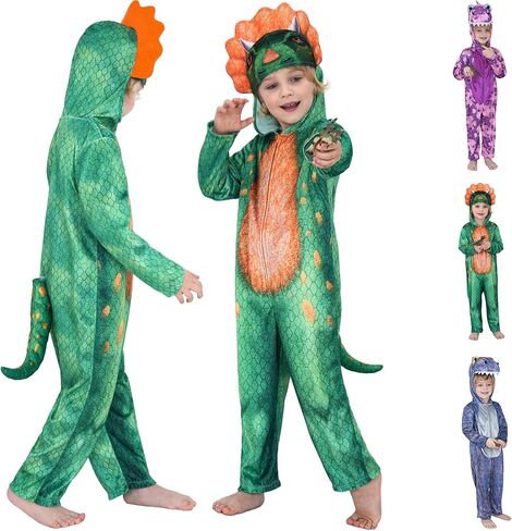 Wizland Toddlers Dinosaur Onesie Kids T Rex Costume Triceratops Velour, Kid Dinosaur Costume for Halloween in Kuwait