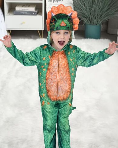 Wizland Toddlers Dinosaur Onesie Kids T Rex Costume Triceratops Velour, Kid Dinosaur Costume for Halloween in Kuwait