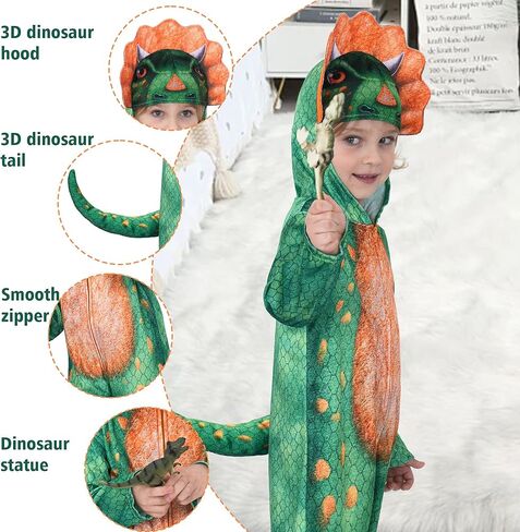 Wizland Toddlers Dinosaur Onesie Kids T Rex Costume Triceratops Velour, Kid Dinosaur Costume for Halloween in Kuwait