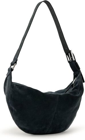 AllSaints Luna Suede Shldr Bag W579XD Ink Blue One Size in Saudi Arabia
