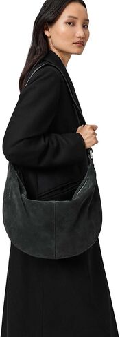 AllSaints Luna Suede Shldr Bag W579XD Ink Blue One Size in Saudi Arabia