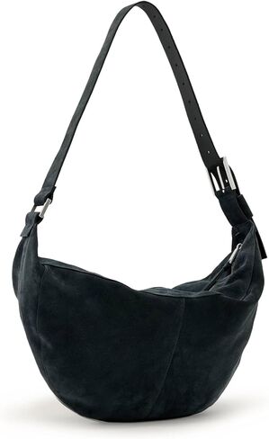 AllSaints Luna Suede Shldr Bag W579XD Ink Blue One Size in Saudi Arabia
