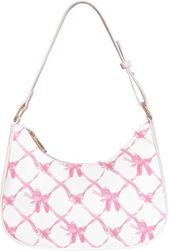 Sunwel Fashion Small Pink Crescent Shoulder Bag Underarm Purse with Cherry Strawberry Leopard Ballet Prints | pink in Saudi Arabia