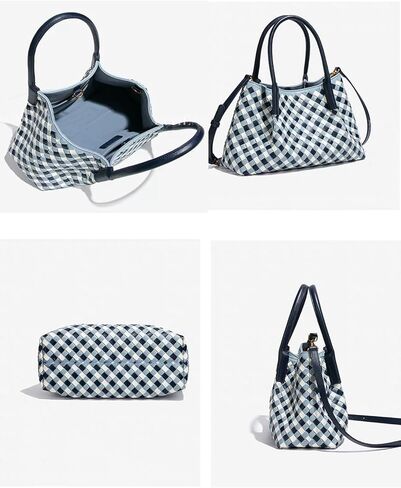 Woven Leather Handbag Checkered LeatherTop-Handle Shoulder Bag for women Woven Crossbody Bag in Saudi Arabia