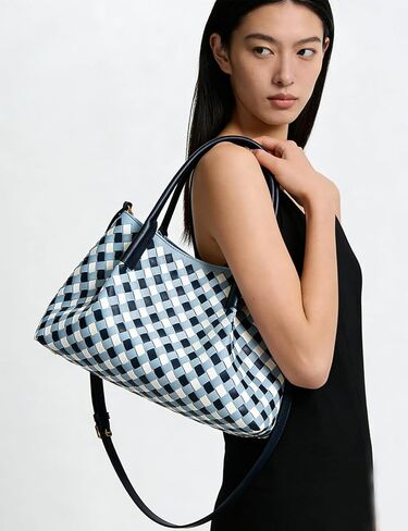 Woven Leather Handbag Checkered LeatherTop-Handle Shoulder Bag for women Woven Crossbody Bag in Saudi Arabia