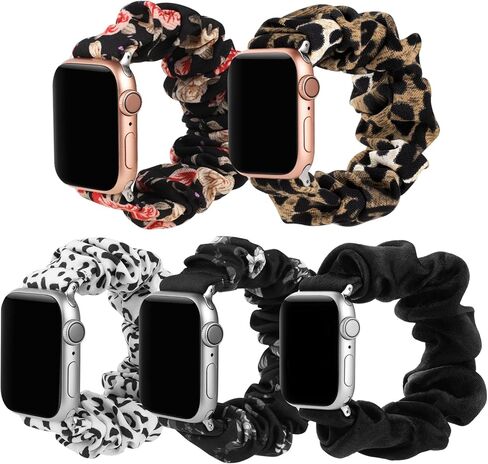Simpeak Elastic Scrunchie Band Compatible with Apple Watch Series 10 (46mm) Series 9 8 7 (45mm) 6 SE 5 4 (44mm) 3 2 1 (42mm), Women Bracelet Band Compatible with iWatch 42mm 41mm 40mm 38mm, Large in Kuwait