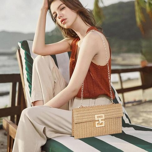 Straw Shoulder Bag for Women Straw Purse for Woven Envelope Bag Summer Purses for Women 2025 Deal Vacation Handbags in Saudi Arabia