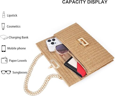 Straw Shoulder Bag for Women Straw Purse for Woven Envelope Bag Summer Purses for Women 2025 Deal Vacation Handbags in Saudi Arabia