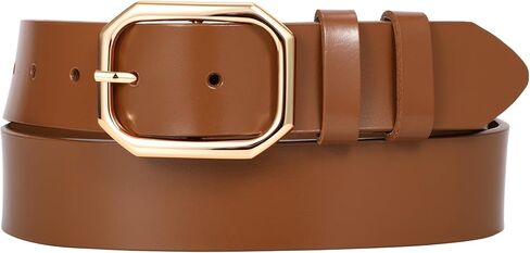 SUOSDEY Women Split Leather Belt for Jeans Pants with Stylish Solid Buckle, Waist Belt for Ladies, Width 1.3" in Saudi Arabia