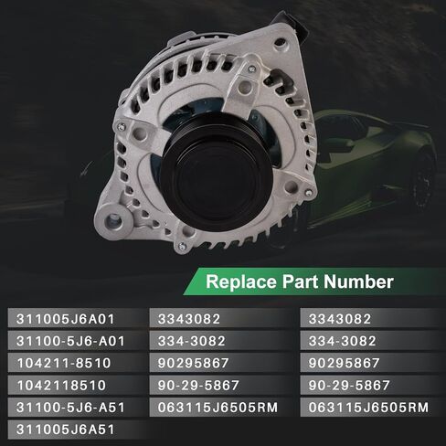 مولد كهربائي 12 فولت 155 أمبير متوافق مع Honda Pilot 2016-2020، Ridgeline 2017-2020، Odyssey 2018-2020، Passport 2019-2020، Acura MDX 2014-2020 - محرك 3.5 لتر V6 يستبدل 31100-5J6-A01 in Kuwait