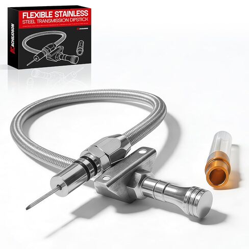 Flexible Stainless Transmission Dipstick - Compatible with Chevy TH-350/TH-400 Turbo SBC BBC, 530mm Firewall Mount（Silver） in Saudi Arabia