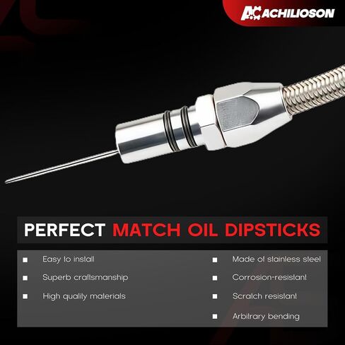 Flexible Stainless Transmission Dipstick - Compatible with Chevy TH-350/TH-400 Turbo SBC BBC, 530mm Firewall Mount（Silver） in Saudi Arabia