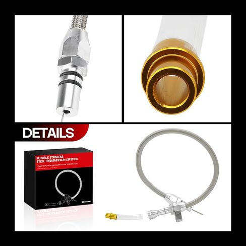 Flexible Stainless Transmission Dipstick - Compatible with Chevy TH-350/TH-400 Turbo SBC BBC, 530mm Firewall Mount（Silver） in Saudi Arabia