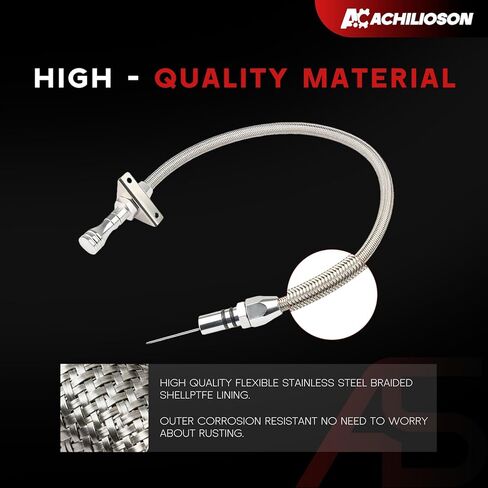 Flexible Stainless Transmission Dipstick - Compatible with Chevy TH-350/TH-400 Turbo SBC BBC, 530mm Firewall Mount（Silver） in Saudi Arabia