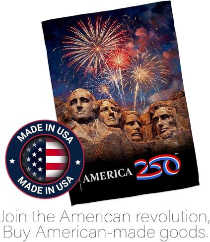 America 250 Flag Mount Rushmore Independence Day Wall Tapestry Home Accent Official Licensed Merchandise Canvas Prints Yard Sign Textile Woven Fabric Poster USA 250th Anniversary Decoration Gift in Kuwait