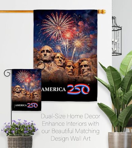 America 250 Flag Mount Rushmore Independence Day Wall Tapestry Home Accent Official Licensed Merchandise Canvas Prints Yard Sign Textile Woven Fabric Poster USA 250th Anniversary Decoration Gift in Kuwait