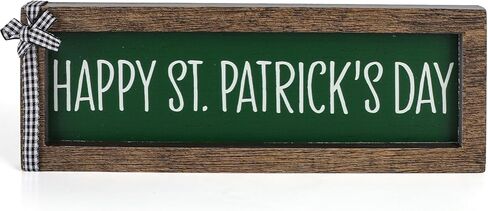 Happy St.Patrick's Day Wooden Tabletop Sign, Vintage St Patricks Wooden Table Decor for Home, Shelf, Mantel, Desk, Fireplace Decorations in Kuwait