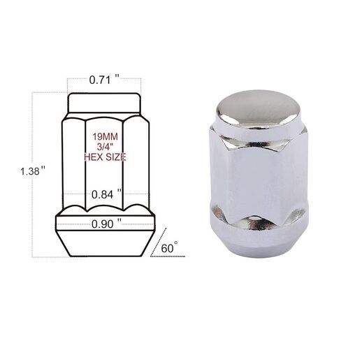 DCVAMOUS 20 PC 1/2"-20 Lug Nuts Black 19mm Hex Compatible with Jeep Ford-Dodge-Lincoln 5 Lug Aftermarket Wheels - 1/2" Lugnuts 1.38" Tall Cone Seat with Key for Wrangler Grand Cherokee Explorer Ranger in Kuwait