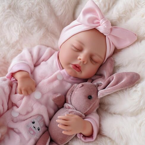 BABESIDE Lifelike Reborn Baby Dolls - 12 Inch Full Vinyl Realistic Baby Doll Sweet Sleeping Real Life Baby Dolls Cute Girl with Toy Accessories Gift Set for Kids Age 3+ in Kuwait