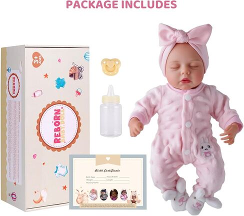 BABESIDE Lifelike Reborn Baby Dolls - 12 Inch Full Vinyl Realistic Baby Doll Sweet Sleeping Real Life Baby Dolls Cute Girl with Toy Accessories Gift Set for Kids Age 3+ in Kuwait