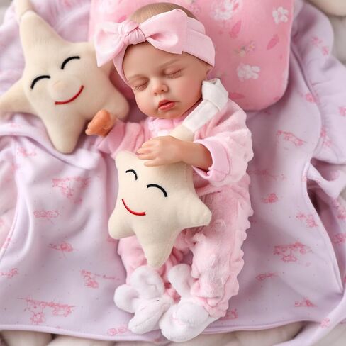BABESIDE Lifelike Reborn Baby Dolls - 12 Inch Full Vinyl Realistic Baby Doll Sweet Sleeping Real Life Baby Dolls Cute Girl with Toy Accessories Gift Set for Kids Age 3+ in Kuwait