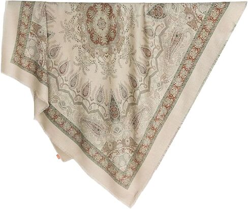 HangErFeng Women Wool Silk Blend Scarf Large Square Shawl Paisley Floral Print Soft Wrap Beige 53 In 1296 in Kuwait