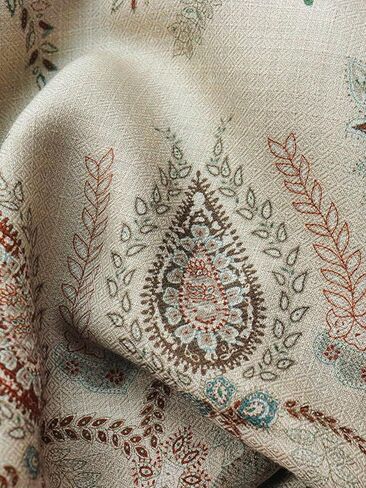 HangErFeng Women Wool Silk Blend Scarf Large Square Shawl Paisley Floral Print Soft Wrap Beige 53 In 1296 in Kuwait