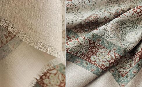 HangErFeng Women Wool Silk Blend Scarf Large Square Shawl Paisley Floral Print Soft Wrap Beige 53 In 1296 in Kuwait