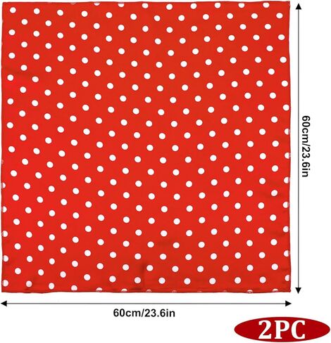 2 Pcs Chiffon Scarf Square Black and Red Neck Scarf Polka Dot Bandana Square Handkerchief 1950s Vintage Bow Headband Head Scarves Bandana Headband Satin Scarves for Women and Girls in Saudi Arabia