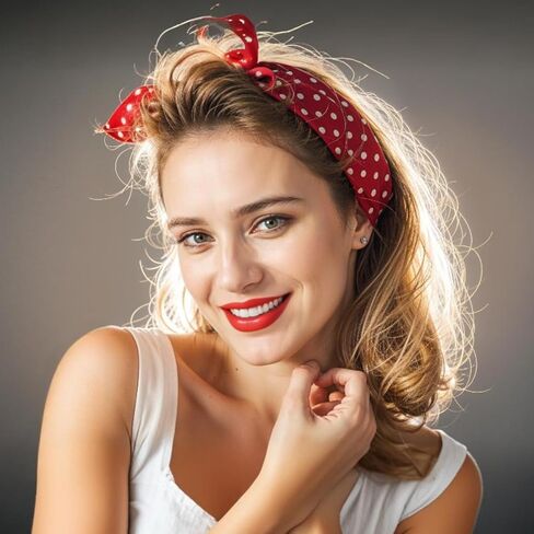 2 Pcs Chiffon Scarf Square Black and Red Neck Scarf Polka Dot Bandana Square Handkerchief 1950s Vintage Bow Headband Head Scarves Bandana Headband Satin Scarves for Women and Girls in Saudi Arabia