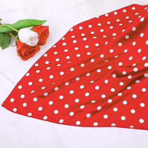 2 Pcs Chiffon Scarf Square Black and Red Neck Scarf Polka Dot Bandana Square Handkerchief 1950s Vintage Bow Headband Head Scarves Bandana Headband Satin Scarves for Women and Girls in Saudi Arabia