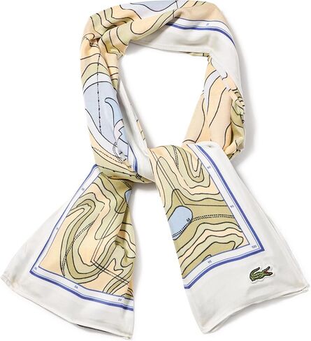 Lacoste Womens Women's Chantaco Print Scarf, Multicolor/France Blue, One Size in Saudi Arabia