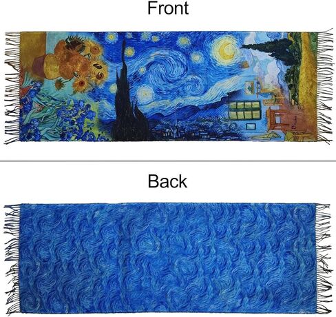 Vincent van Gogh Art Scarf. Starry Night, Sunflowers, Irises & Bedroom Design. Colorful Artistic Wrap Gift for Art Lovers, Artistic Gift for Her in Saudi Arabia