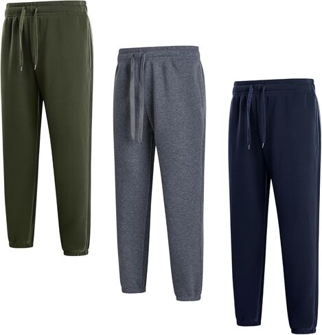 Gary Com 3 Packs Mens Fleece Athletic Sweatpants with Pockets and Drawstring Elasticity Bottom Active Workout Joggers Pants in Kuwait
