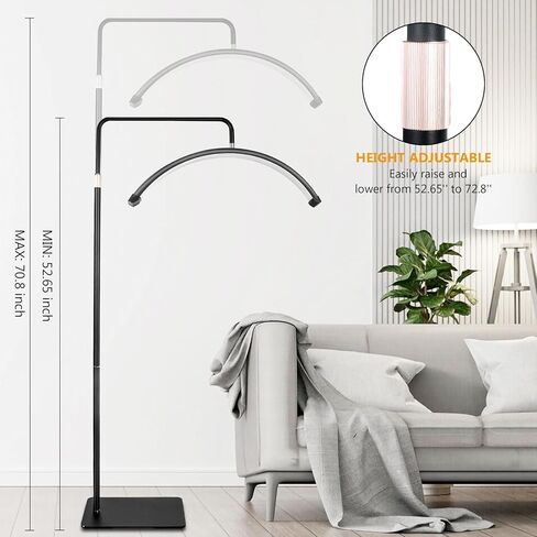 مصباح أرضي LED من NATURALRISE، ضوء رموش نصف قمر لوصلات الرموش وفنون الأظافر والوشم | 3 درجات حرارة ألوان، 10-100% يعتم، ارتفاع قابل للتعديل مصباح القراءة لغرفة النوم، المكتب، استوديو ماكياج in Saudi Arabia