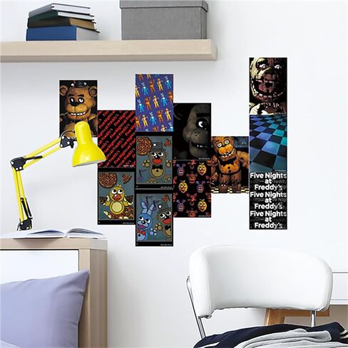 مجموعة ملصقات Mini Five Nights at Freddy's - حزمة فنية جدارية لألعاب الفيديو تتضمن 12 ملصقًا صغيرًا للغرفة FNAF (4 × 6 بوصات) بالإضافة إلى ملصقات | خمس ليال في ديكورات فريدي للأطفال in Kuwait