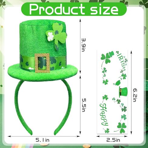 عيد القديس باتريك عقال الجني قبعة خضراء أفضل قبعة عقال الأيرلندية الترتر شامروك سانت باتي يوم اكسسوارات للنساء زي in Kuwait