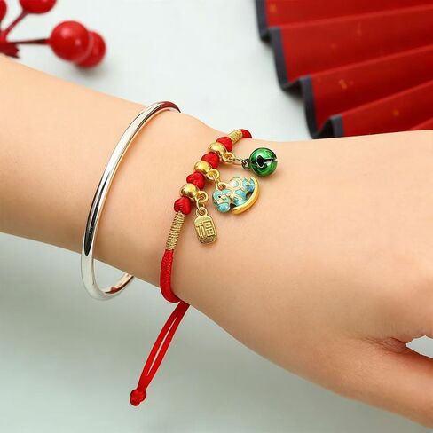 3pcs/6pcs 2026 New Year of Horse Charm Bracelets, Red Braided Adjustable String Zodiac Animal Enamel Colored Horse Bell Pendant Good Luck Jewelry Gifts for Women Men With Gift Card Box in Kuwait