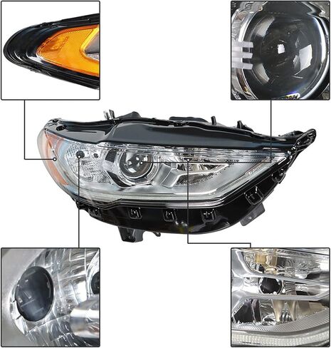 WFLNHB Front Right Headlight Assembly Replacement for Fusion 2017 2018 2019 Passenger Side DRL Projector Headlight Headlamp FO2503350 in Kuwait