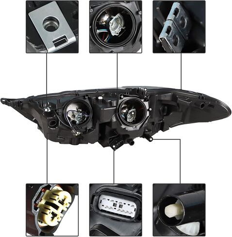 WFLNHB Front Right Headlight Assembly Replacement for Fusion 2017 2018 2019 Passenger Side DRL Projector Headlight Headlamp FO2503350 in Kuwait