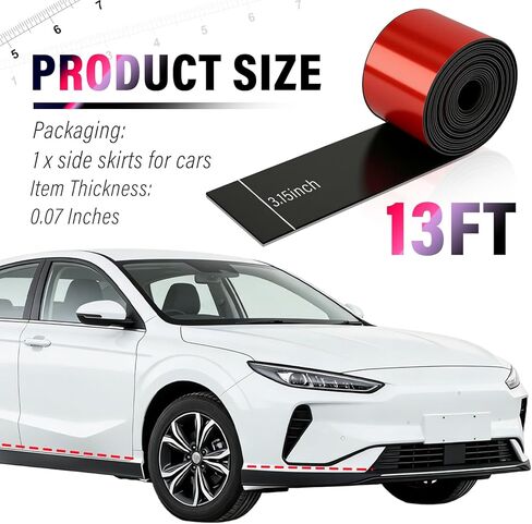 13Ft x 3.15In Side Skirts for Cars Protector,2026 Upgrade Front/Rear Bumper Guard for Cars Scratch Protection,Thickened Rubber Car Bumper Protector Car Exterior Accessories in Kuwait