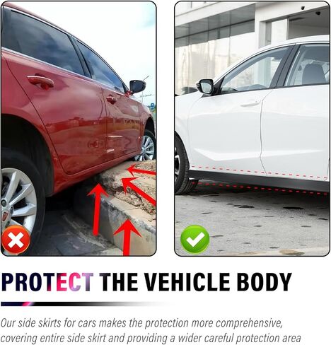 13Ft x 3.15In Side Skirts for Cars Protector,2026 Upgrade Front/Rear Bumper Guard for Cars Scratch Protection,Thickened Rubber Car Bumper Protector Car Exterior Accessories in Kuwait