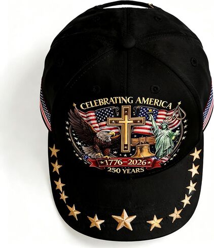 قبعة الولايات المتحدة الأمريكية للذكرى السنوية 250، نمط مطبوع ثلاثي الأبعاد لصليب الحرية النسر، 1776-2026 قبعات وطنية قابلة للتعديل in Kuwait