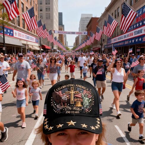 قبعة الولايات المتحدة الأمريكية للذكرى السنوية 250، نمط مطبوع ثلاثي الأبعاد لصليب الحرية النسر، 1776-2026 قبعات وطنية قابلة للتعديل in Kuwait