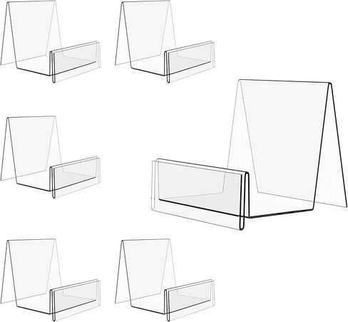 Boloyo Acrylic Display Stand with Sign Plate, 6PC Clear Display Easel Purse Display Riser Holder, Acrylic Purse Display Holder for Displaying Wallet, Purse, Handbag, Cosmetic, Jewelry, Glasses (Large, 6PC) in Kuwait