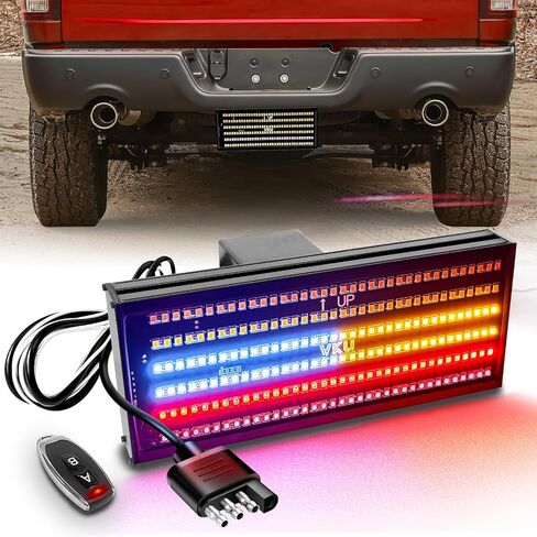 Hitch Strobe Light, 7 Pin Hitch Light Cover 12V to 24V LED Chips 7 Strobe Lighting and 6 Modes of Full Running Lighting Fit 2" Receiver for Tow Truck Chevy Ford GMC Dodge RAM Jeep ATV Van SUV in Saudi Arabia